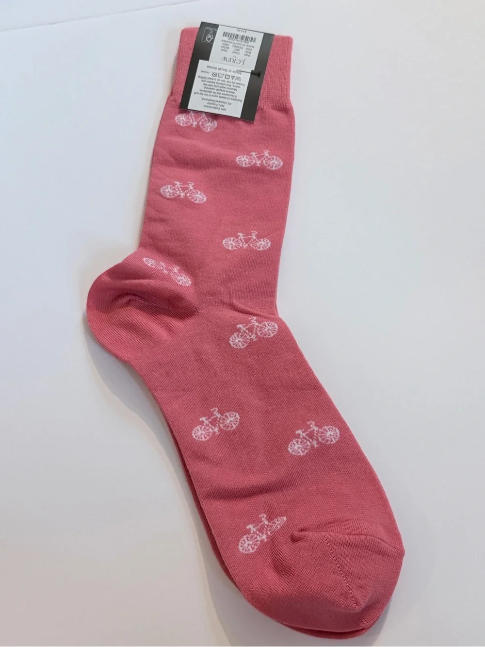 J. Crew Men's Pink Bicycle Crew Socks NWT